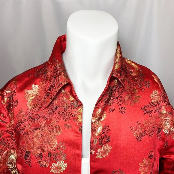 VINTAGE R & K Evening Red Silk Embroidered “Smoking Jacket" - Picture 4 of 7